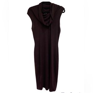 Burgundy sleeveless, cowl neck sweater dress